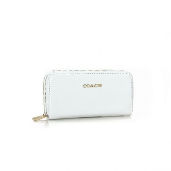 Coach Double Zip In Saffiano Small White Wallets FFM | Women